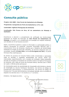 consulta pública - AIA 2880 - Cais Fluvial de Castanheira do Ribatejo